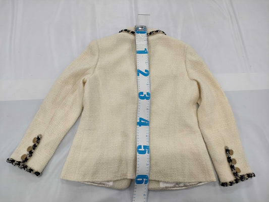 CHANEL Vintage Coco Button Tweed Off-White #42 06A Jacket