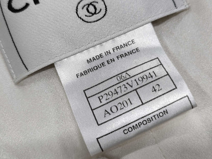 CHANEL Vintage Coco Button Tweed Off-White #42 06A Jacket