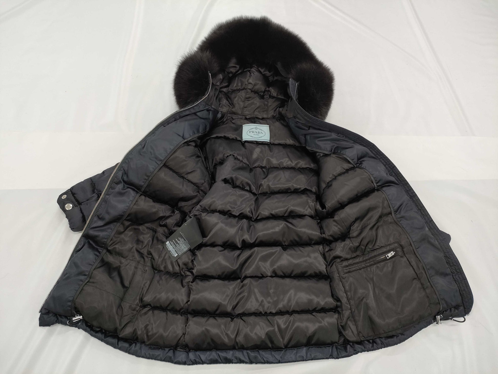 PRADA Prada Triangle Tag Fox Fur Down Coat Navy #36 Coat