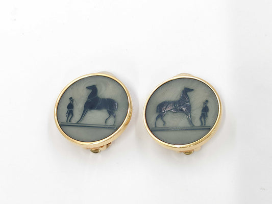 HERMES Corozo Gold Earrings