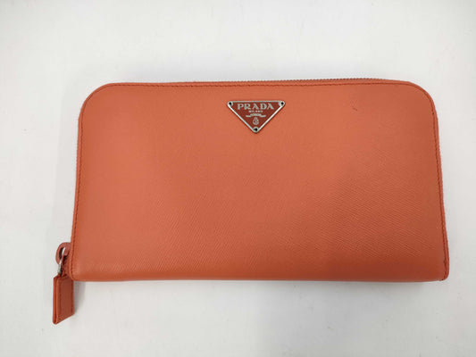 PRADA Saffiano Round Zip Long Wallet M506A Paprika Wallet