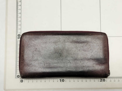 BALENCIAGA 253036 Leather Round Zip Wallet, Brown