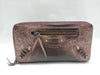 BALENCIAGA 253036 Leather Round Zip Wallet, Brown