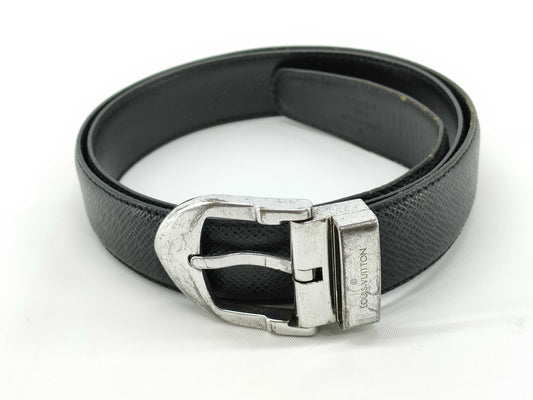 LOUIS VUITTON Taiga LV Taiga Santur Belt Black Belt