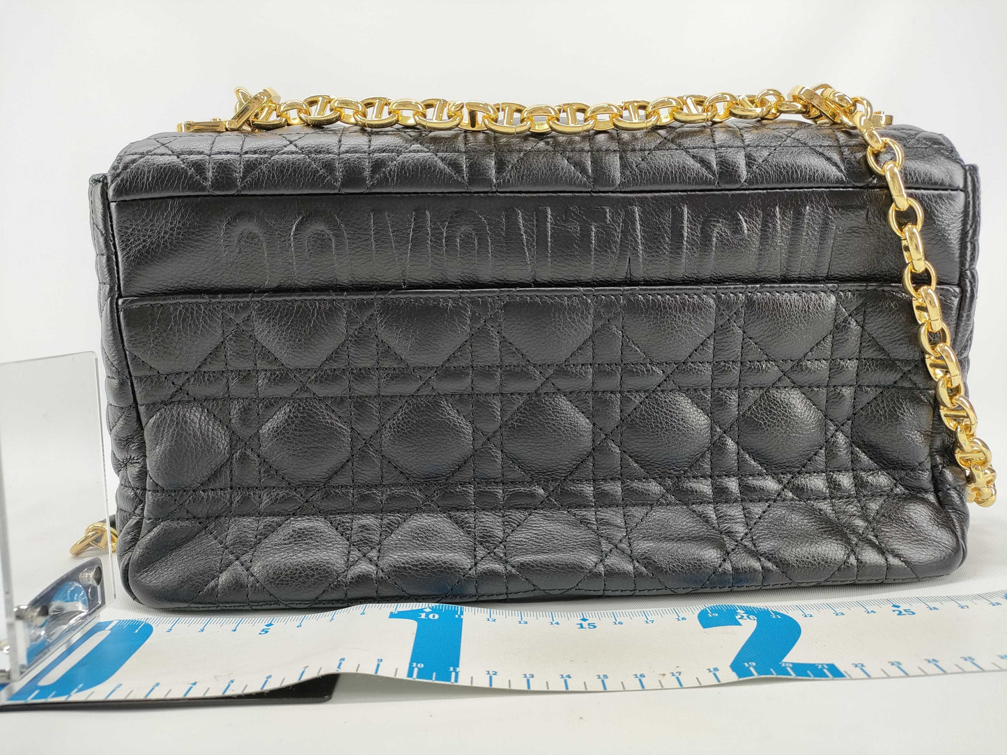 Dior Christian Dior Caro 25 Cannage Gold Hardware Chain Shoulder Bag Black Leather Shoulder Bag