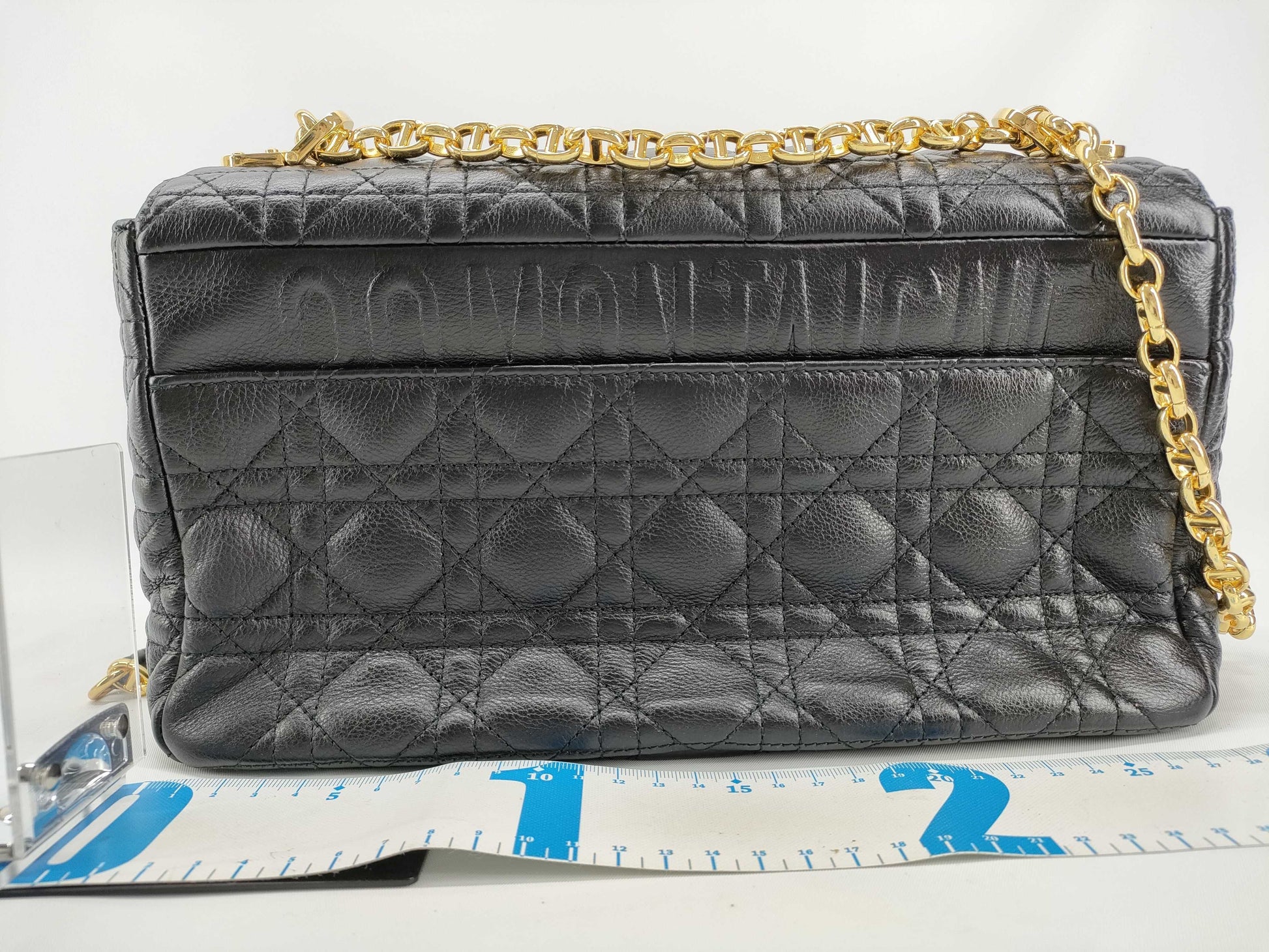 Dior Christian Dior Caro 25 Cannage Gold Hardware Chain Shoulder Bag Black Leather Shoulder Bag