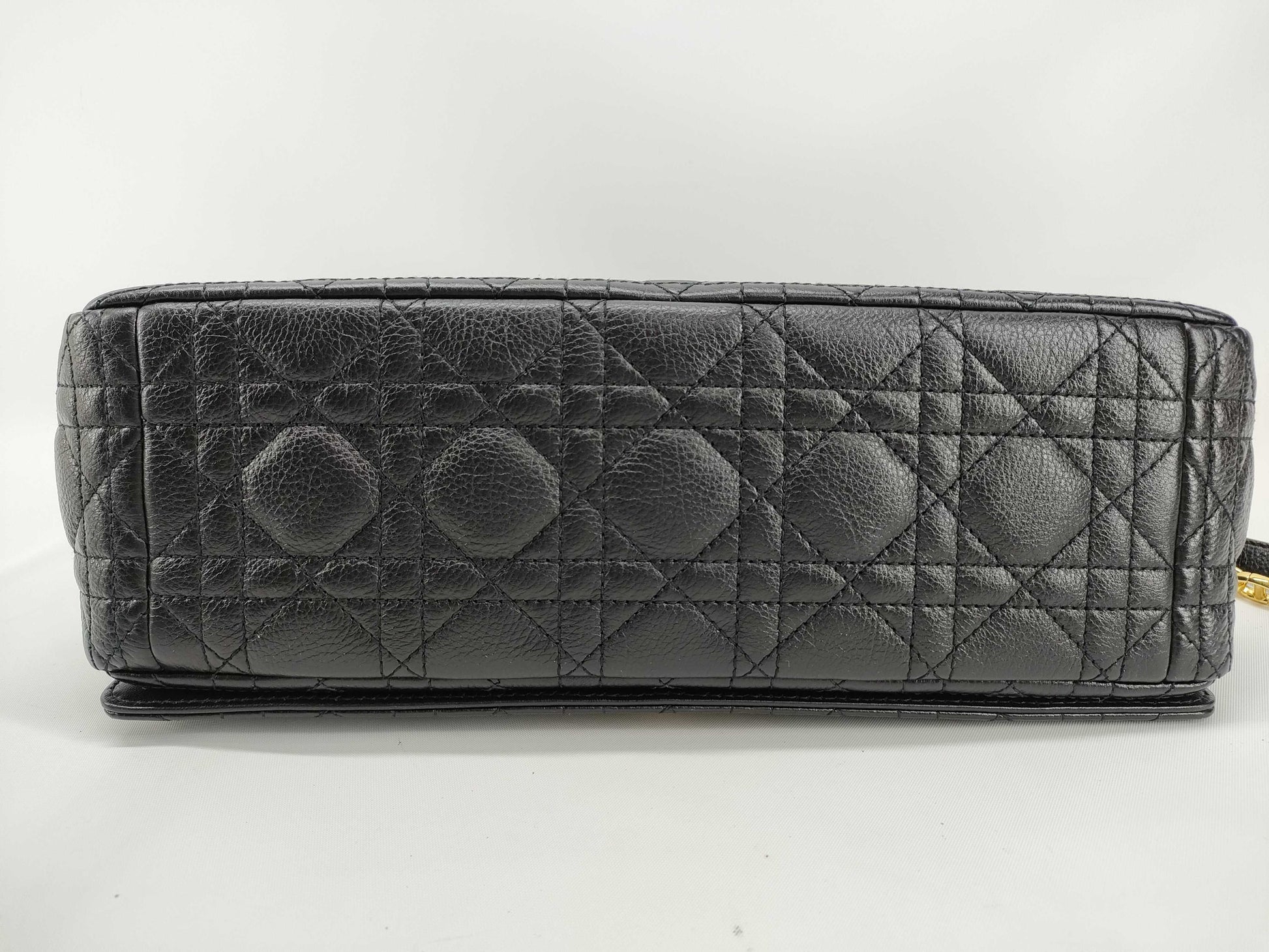 Dior Christian Dior Caro 25 Cannage Gold Hardware Chain Shoulder Bag Black Leather Shoulder Bag