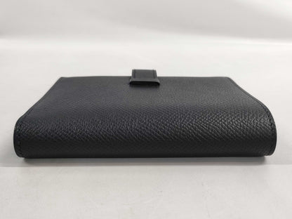 HERMES Bearn Compact Epson Silver Hardware Black W Stamp Accessories: Box Wallet