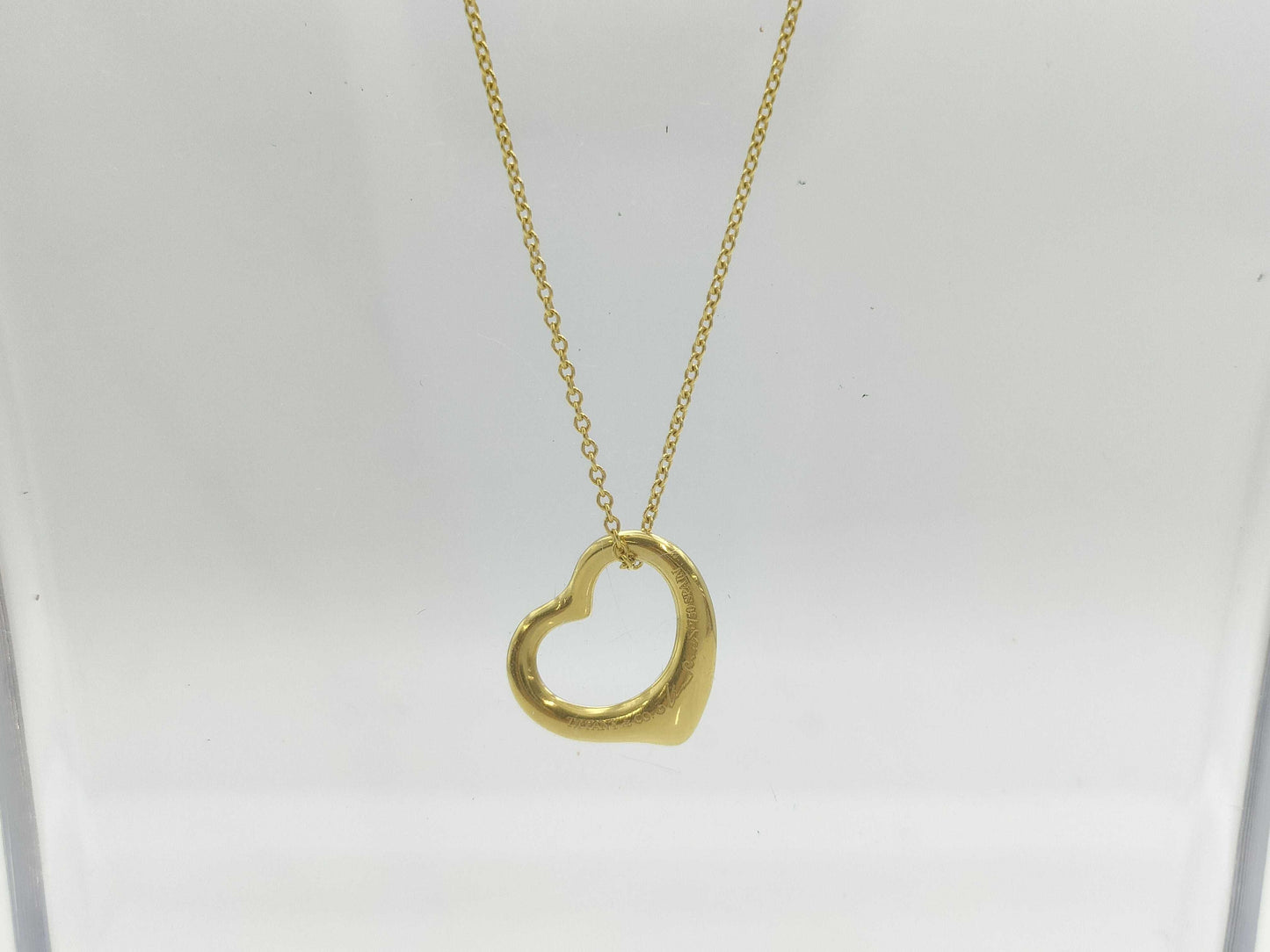 Tiffany&Co. Open Heart YG 750 3.7g Necklace 