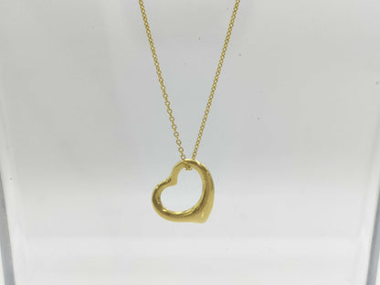 Tiffany&Co. Open Heart YG 750 3.7g Necklace 