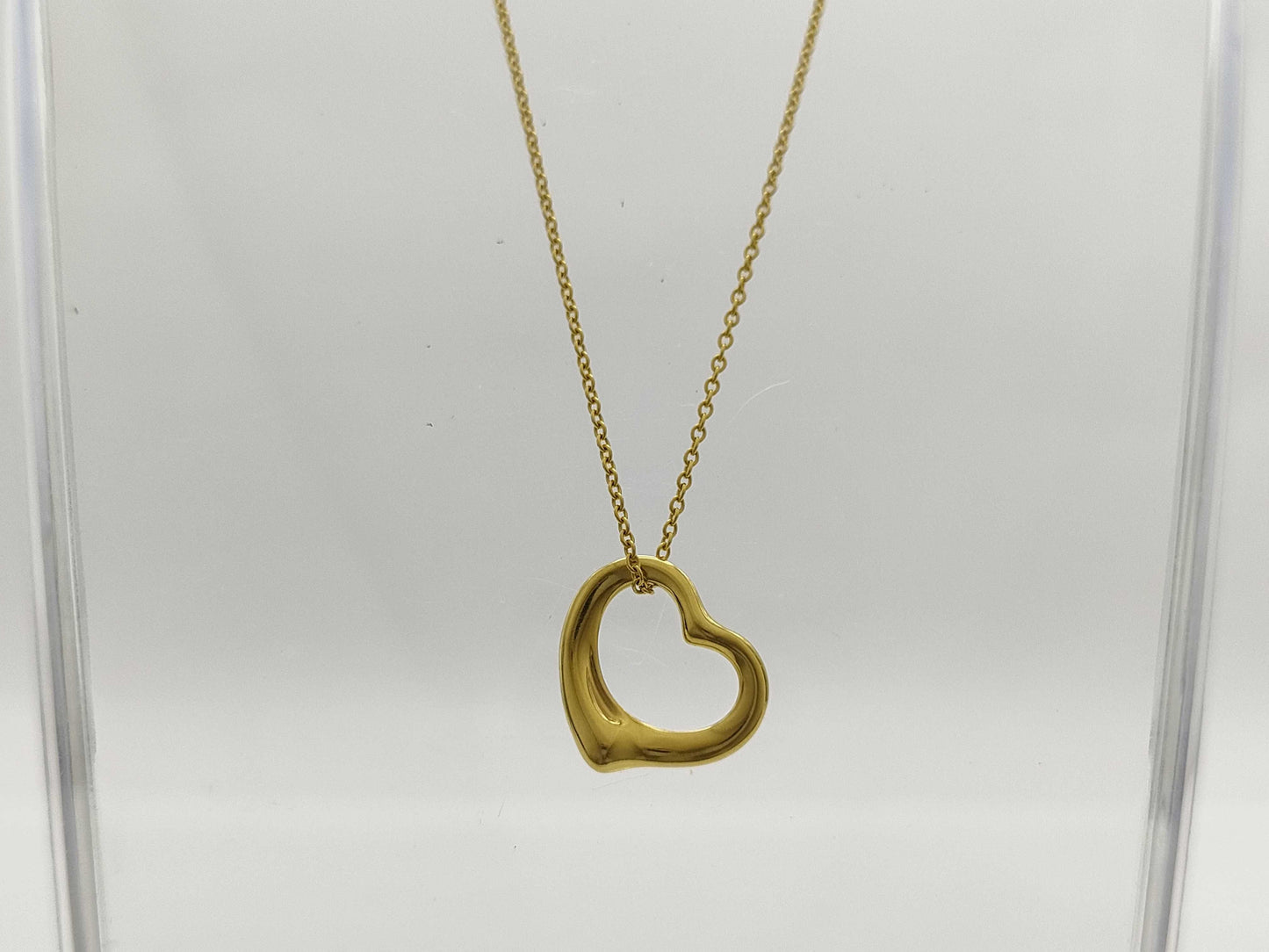 Tiffany&Co. Open Heart YG 750 3.7g Necklace 
