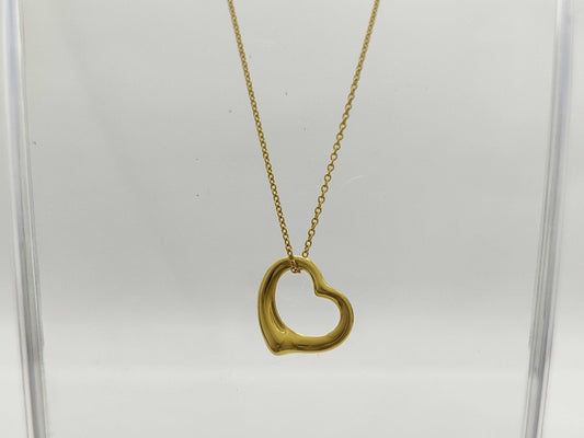 Tiffany&Co. Open Heart YG 750 3.7g Necklace 