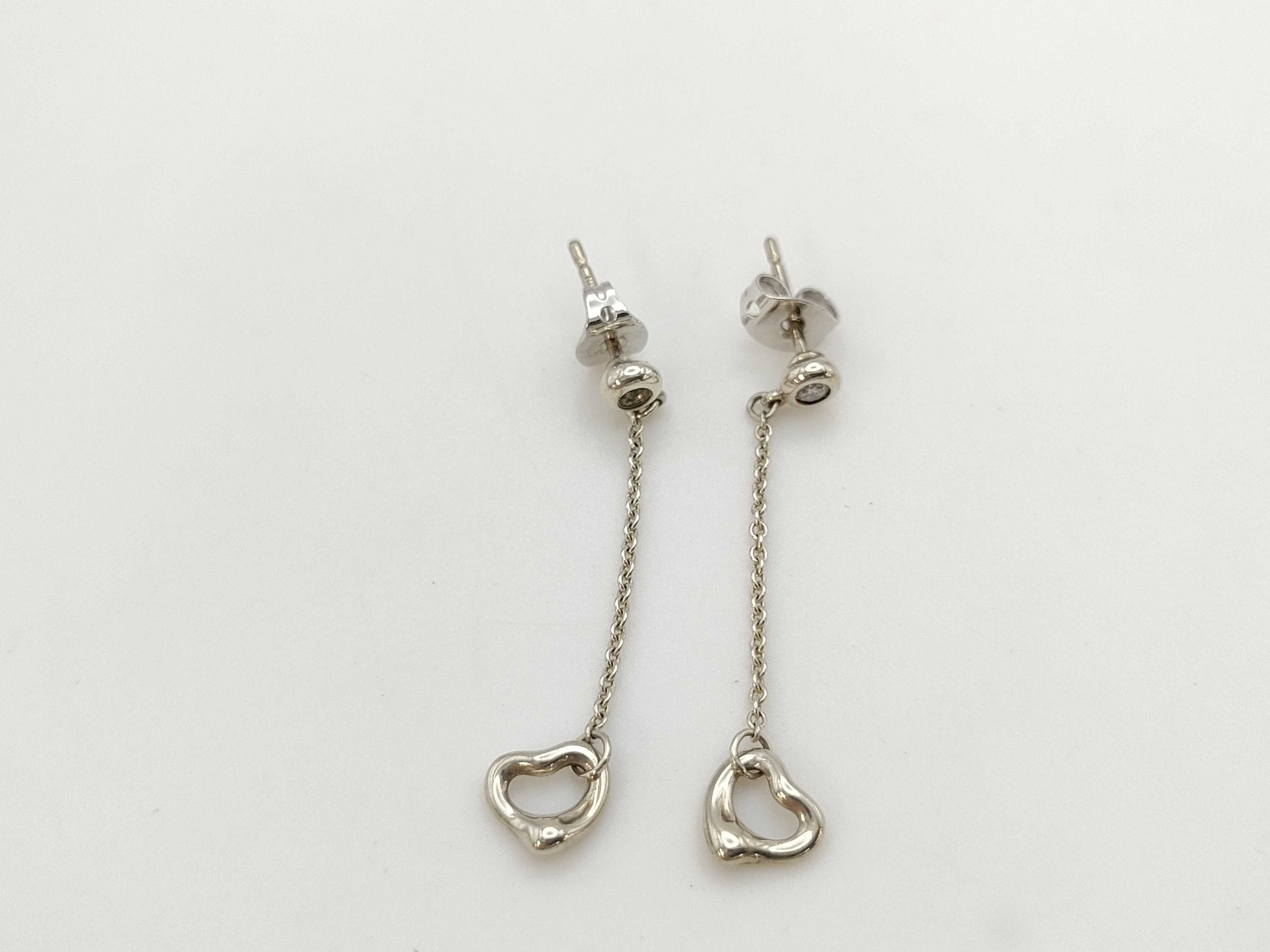 Tiffany & Co. Tiffany Open Heart Diamond Earrings, AG925, 1.4g. Includes box and dust bag.