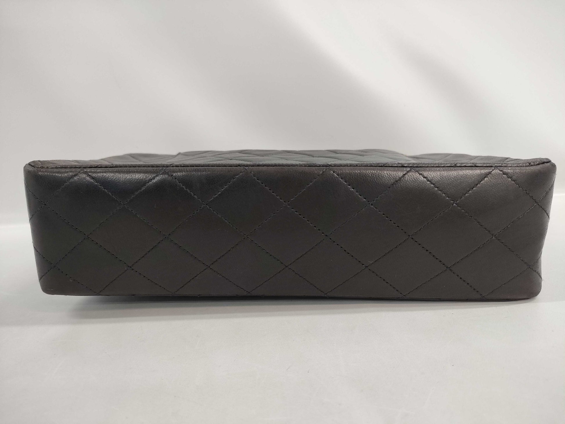 CHANEL Matelasse 25 Double Flap Double Chain Shoulder Bag in Black Lambskin