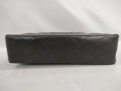 CHANEL Matelasse 25 Double Flap Double Chain Shoulder Bag in Black Lambskin