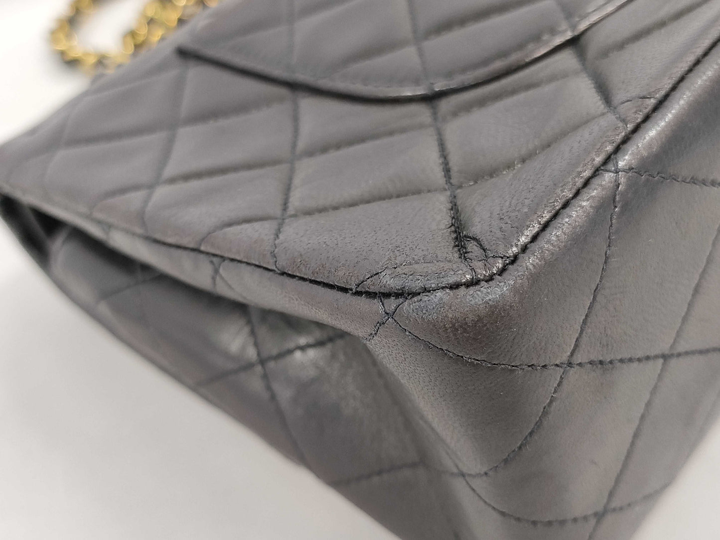 CHANEL Matelasse 25 Double Flap Double Chain Shoulder Bag in Black Lambskin