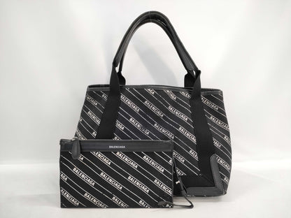 BALENCIAGA Navy Cabas Tote Bag with Pouch and Handbag