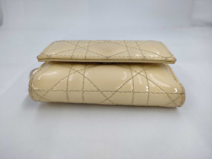 Dior Dior Lotus Patent Tri-Fold Wallet Yellow Accessories: Box Galler Wallet