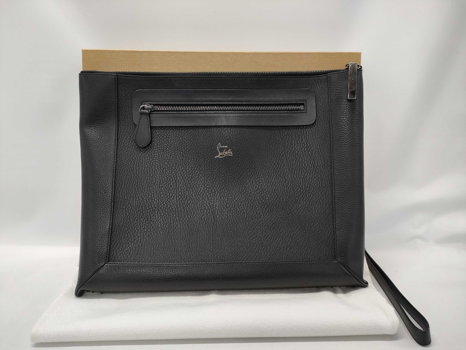 Christian Louboutin Studded Clutch Bag. Accessories: Box, Dust Bag.