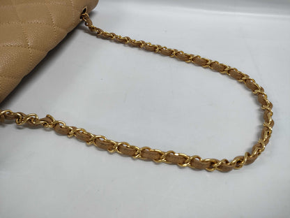 CHANEL Caviar Diana Beige Shoulder Bag