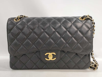 CHANEL Caviar Skin Matelasse w Jumbo Shoulder Bag