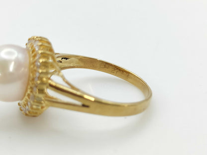 Pearl diameter approx. 8.7mm D0.21ct K18 3.7g ring 