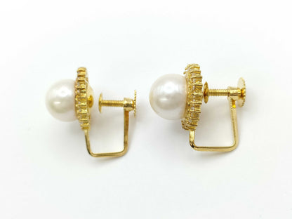 Pearl diameter approx. 8.5/8.6mm D0.36ct 750 5.7g Earrings 