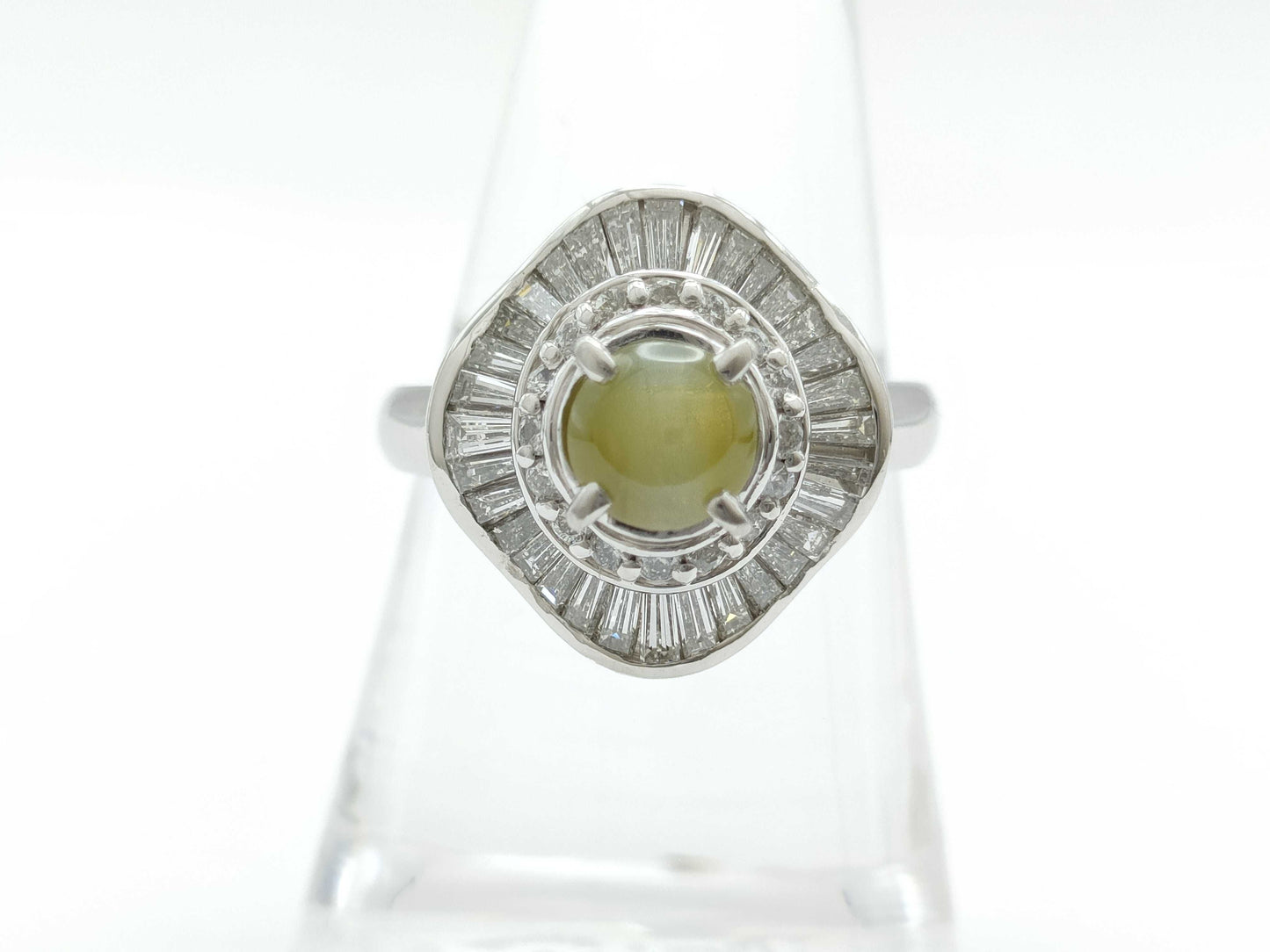 Chrysoberyl Cat's Eye Diamond PT900 10.8g Ring 