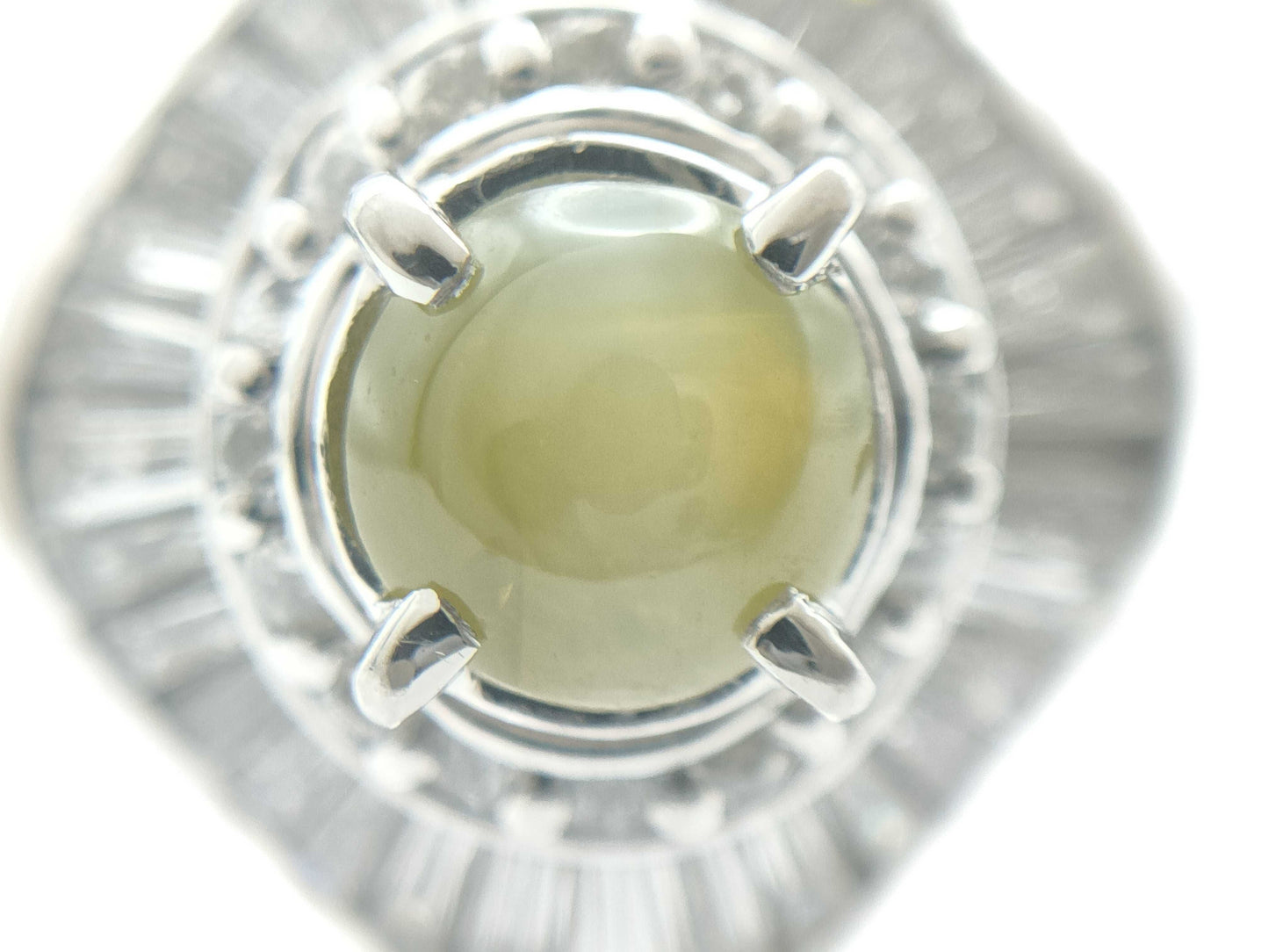 Chrysoberyl Cat's Eye Diamond PT900 10.8g Ring 