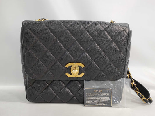 CHANEL Deca Matelasse Chain Shoulder Bag in Caviar Skin