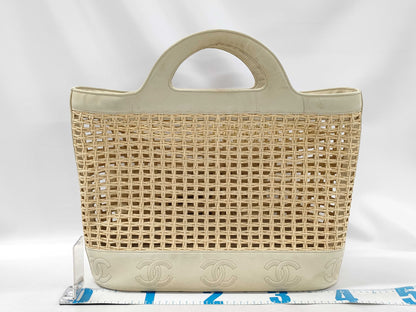 CHANEL Lambskin/Straw Tote Bag