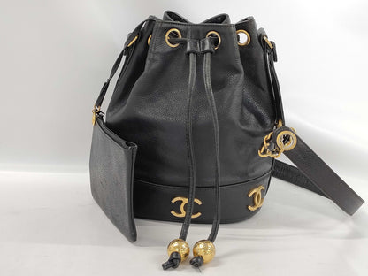 CHANEL Triple Coco Chain Shoulder Bag Caviar Skin Shoulder Bag