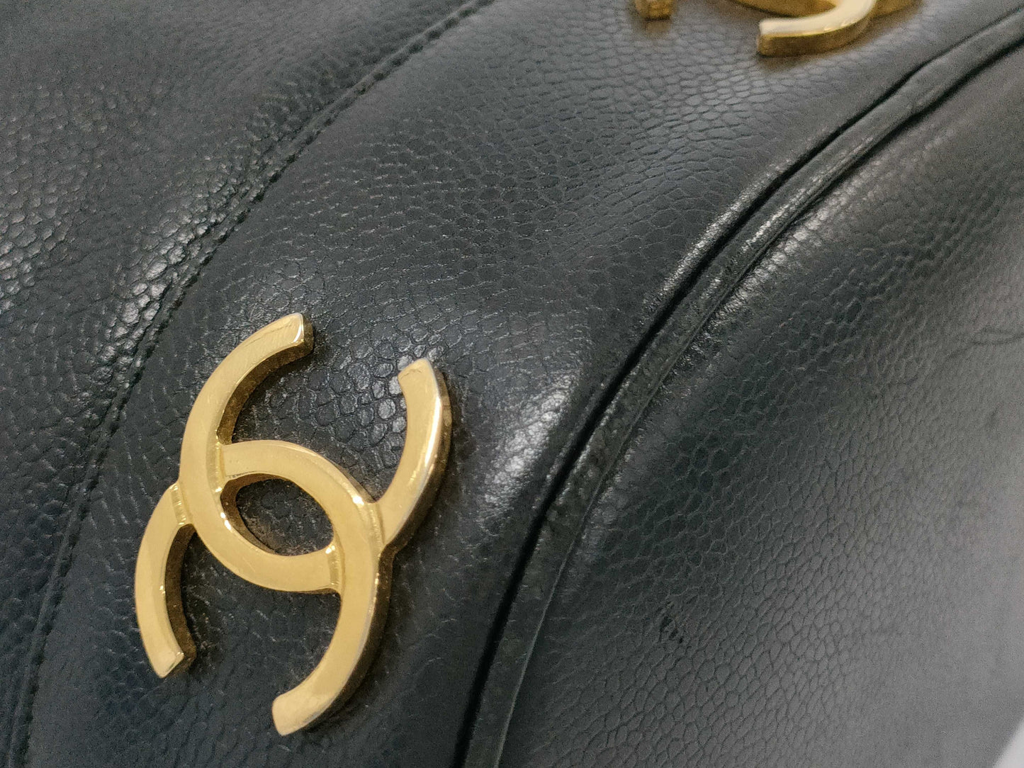 CHANEL Triple Coco Chain Shoulder Bag Caviar Skin Shoulder Bag