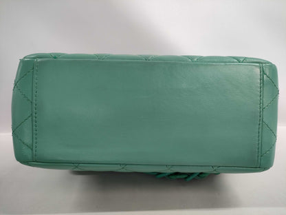 CHANEL Matelasse Chain Shoulder Bag in Lambskin/Green