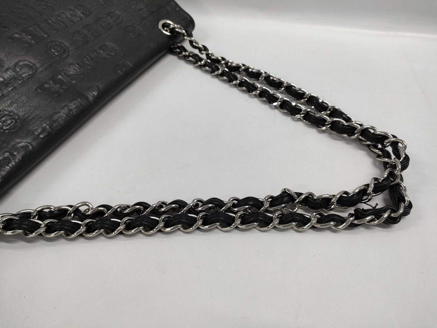 CHANEL Chain Shoulder Bag 2.55 Unlimited Black Lambskin with Silver Hardware, Size 12