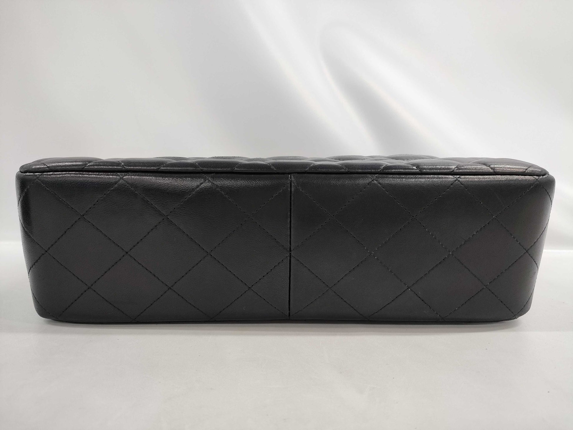 CHANEL Chain Shoulder Bag, Deca Matelasse 30, Double Flap, Black Lambskin, Silver Hardware, A58600, 14th Series