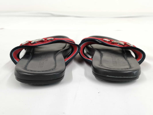 LOUIS VUITTON Cross Strap Flat Sandals Size 7