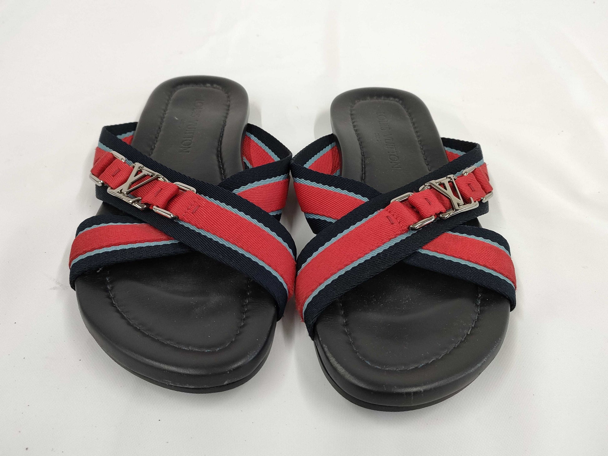 LOUIS VUITTON Cross Strap Flat Sandals Size 7
