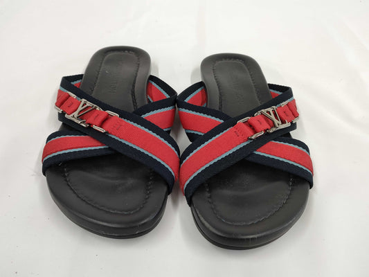 LOUIS VUITTON Cross Strap Flat Sandals Size 7