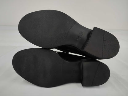 PRADA Chocolate Brushed Leather Loafers, Size 37.5