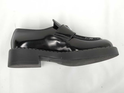 PRADA Chocolate Brushed Leather Loafers, Size 37.5