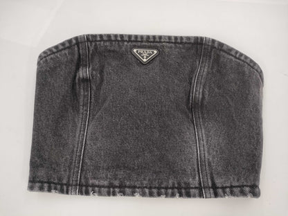 PRADA Prada Triangle Logo Bustier, Size 38, Tops