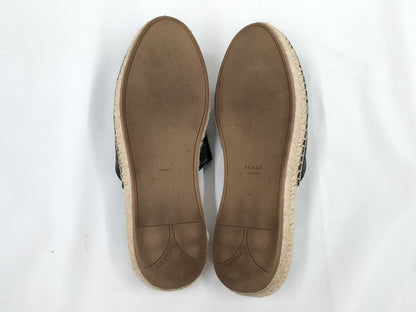 PRADA Prada Logo Leather Espadrilles Size 36 Mules