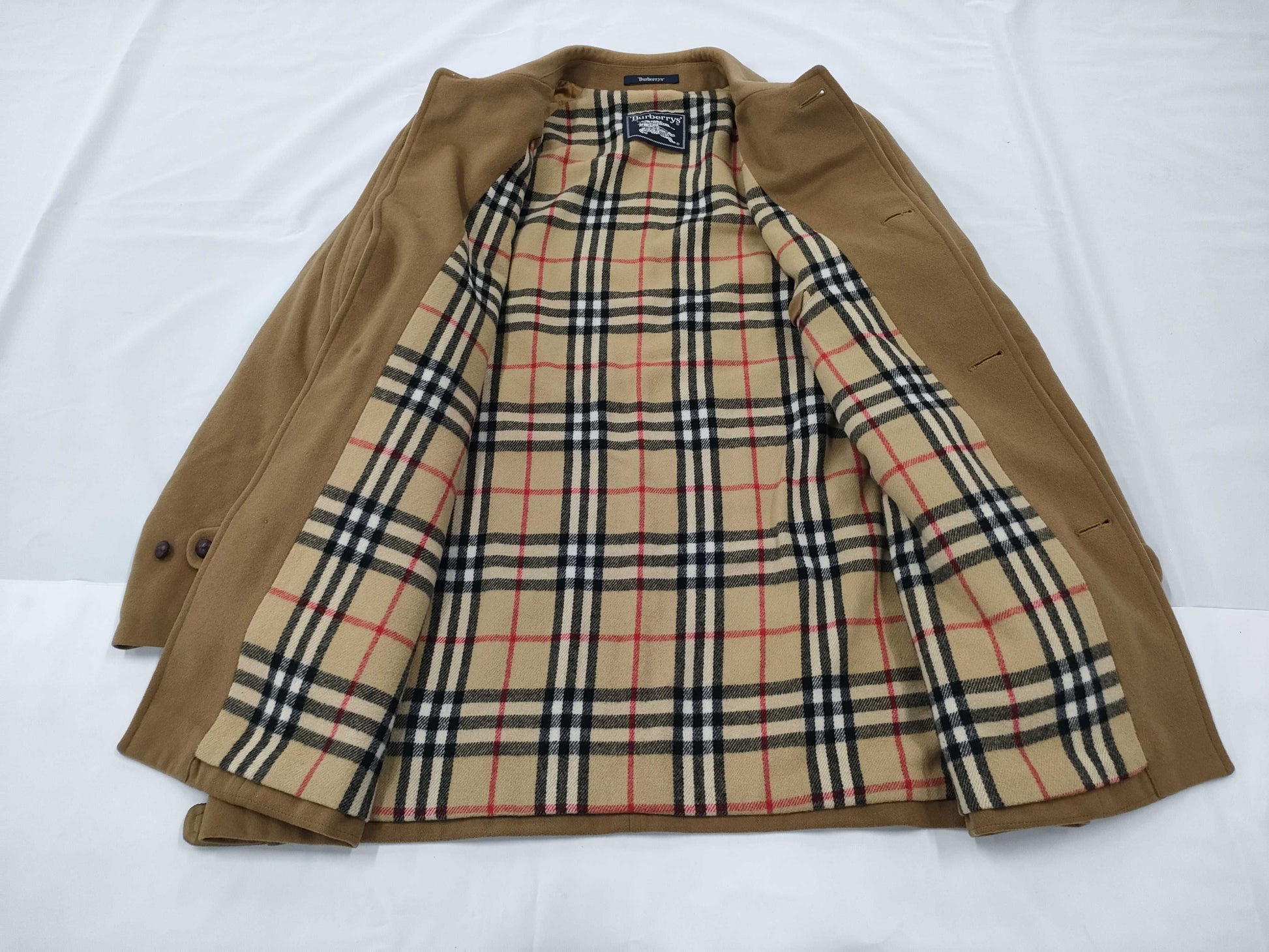 Burberry wool lined Nova check long coat, size 54