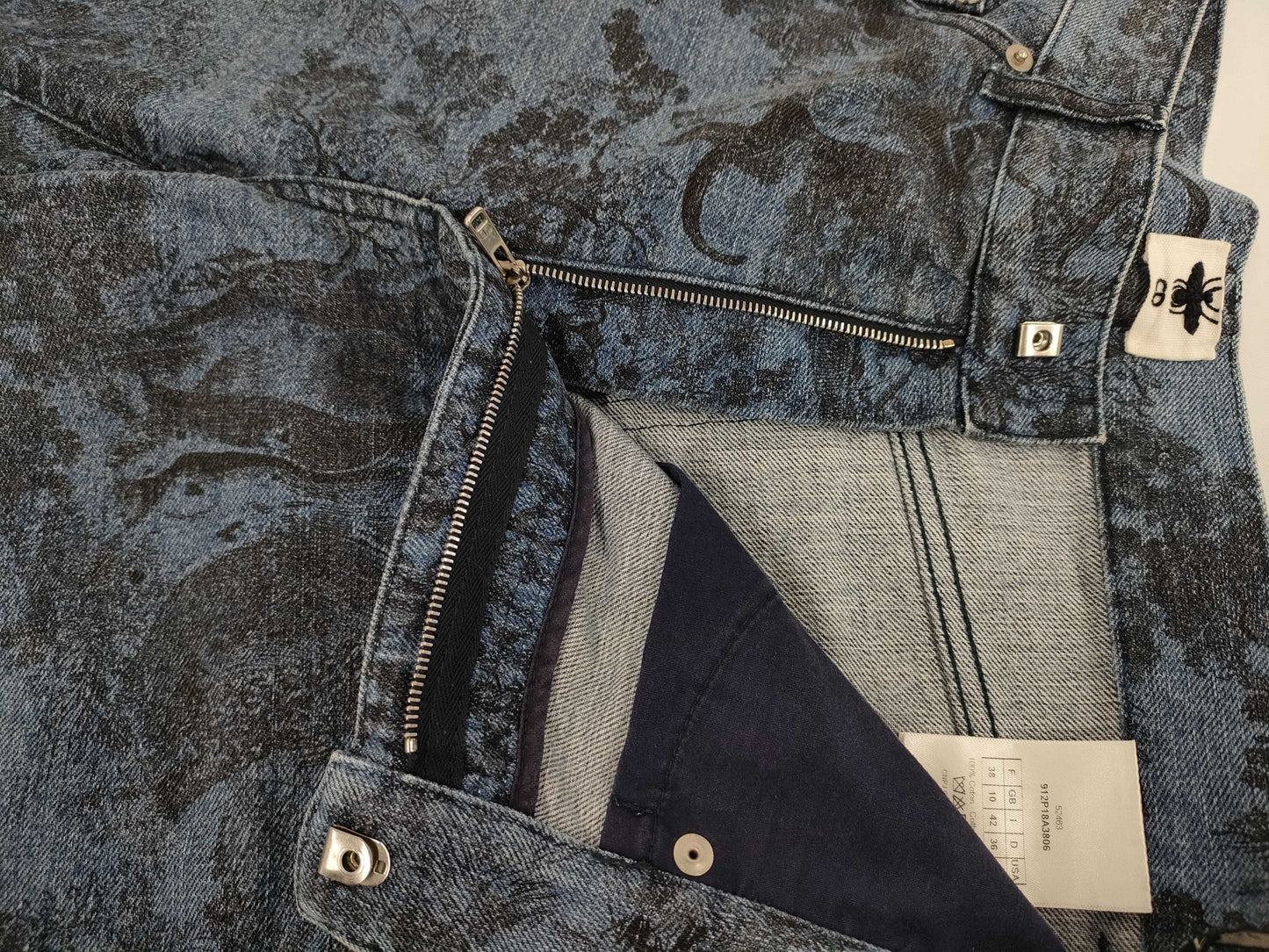 Dior Tiger Print Denim Pants, Size 38