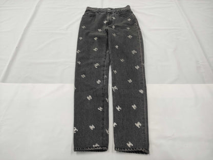 CHANEL Glitter Coco Mark Denim Pants, Size 34