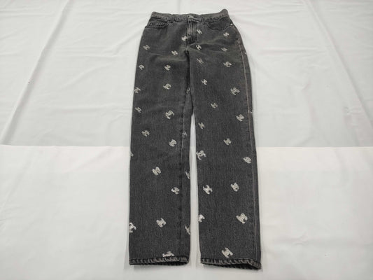 CHANEL Glitter Coco Mark Denim Pants, Size 34