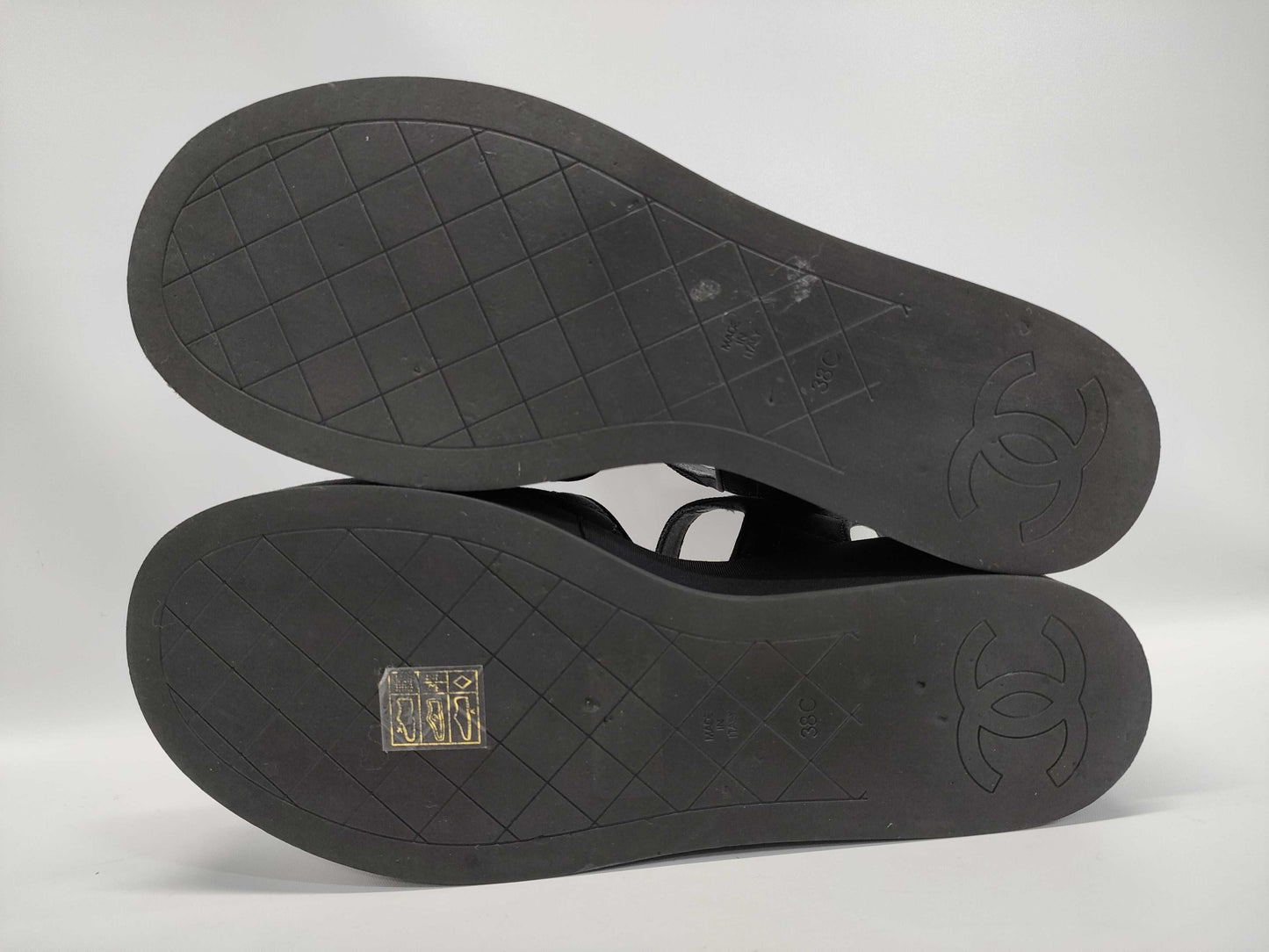 CHANEL Coco Mark Quilted Platform Sandals Size 38