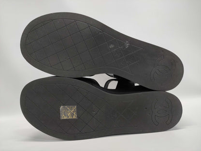 CHANEL Coco Mark Quilted Platform Sandals Size 38