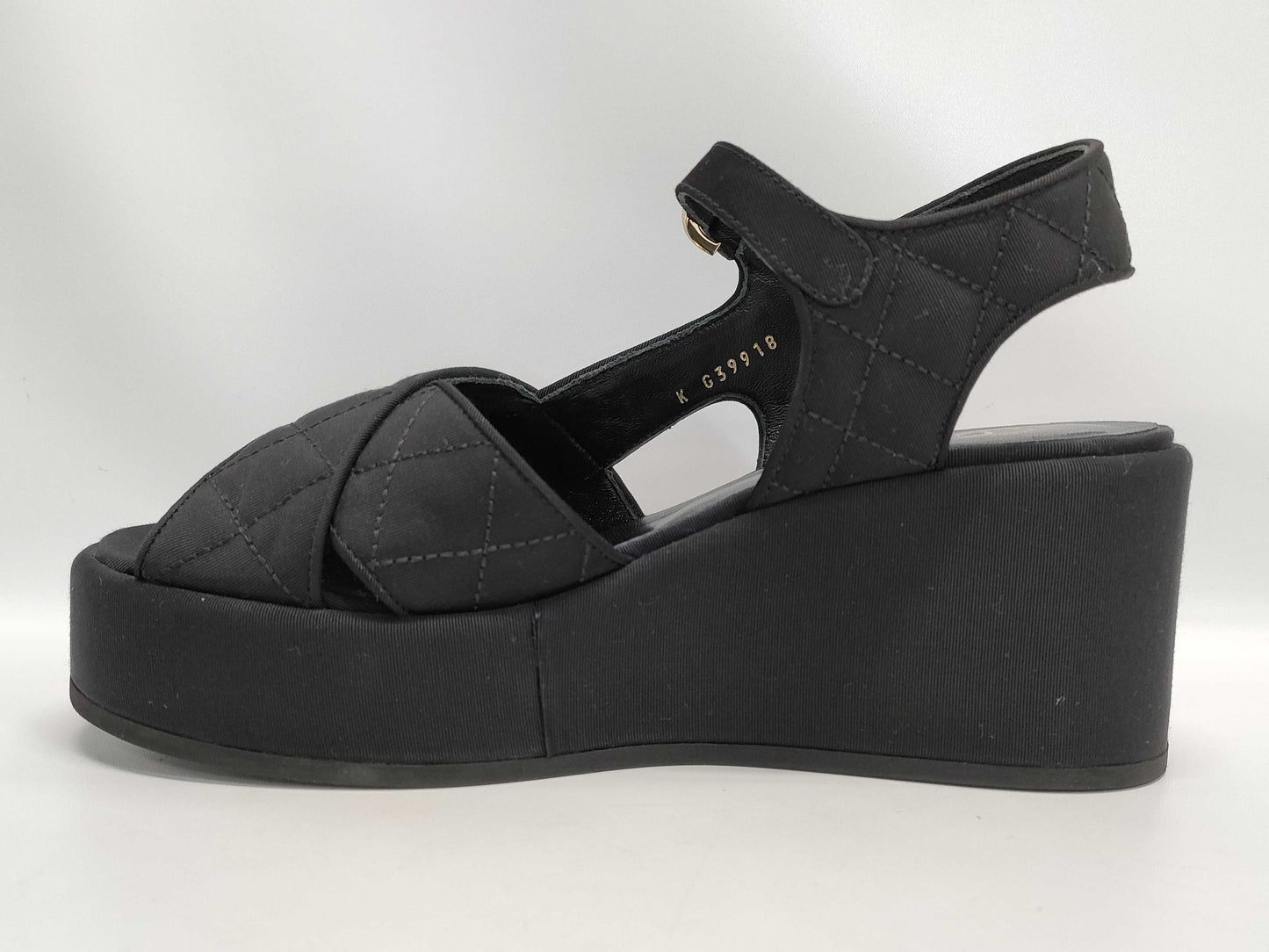 CHANEL Coco Mark Quilted Platform Sandals Size 38